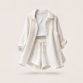 Women's Crinkled Muslin Loungewear Set | Shirt & Shorts Co-ord