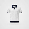 Men's Knit Polo Shirt with Contrast Collar & V-Neck