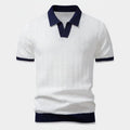 Men's Textured Knit Polo Shirt with Contrast Collar