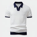 Men's Textured Knit Polo Shirt with Contrast Collar