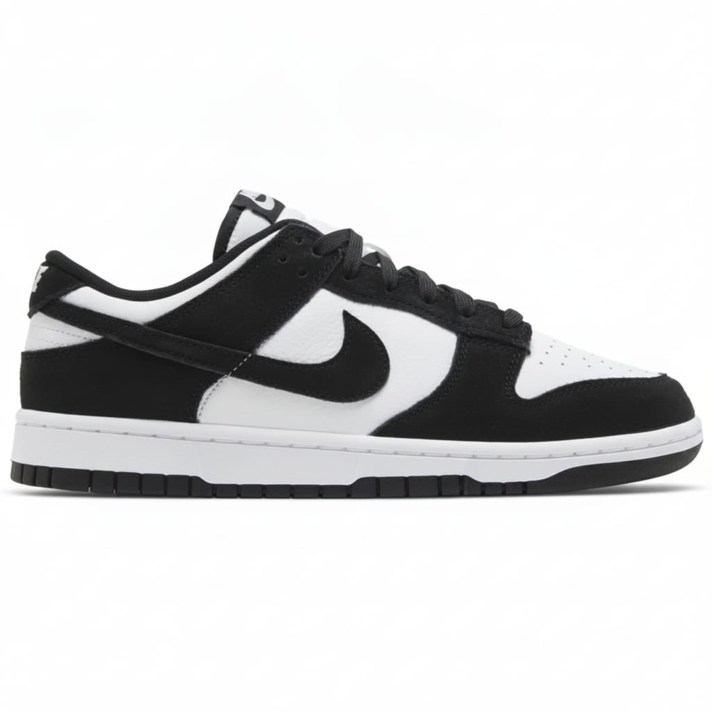Zapatilla Urbana Bicolor de Gamuza y Cuero, Negro y Blanco