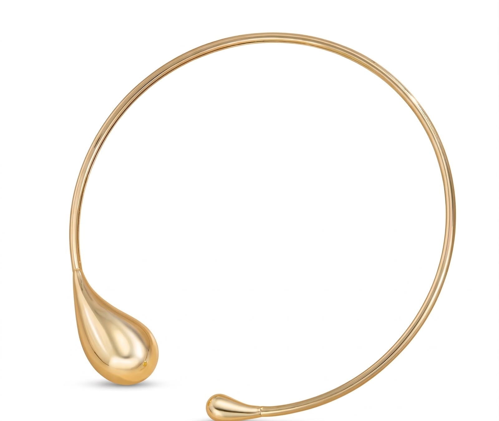 Gold-Plated Rigid Choker Necklace with Teardrop Detail